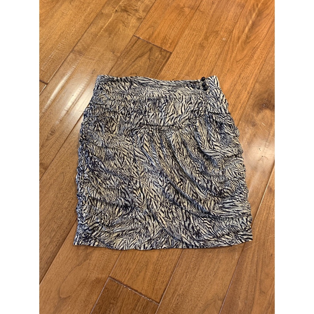 ANTHROPOLOGIE LEIFSDOTTIR Size 0 Silk Pencil Skirt Black Spandex Zebra Ruched
